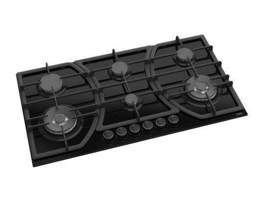 Mika Built-In Gas Hob, 90cm, 6 Gas with WOK, Glass image 2
