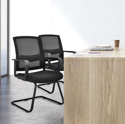 Office Chair: Modern Cantilever Mesh Guest Chair image 2