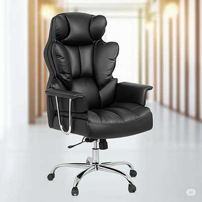 Office Chair: High Back Black Leather Executive Chair image 1