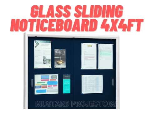 Glass Sliding 4x4ft Noticeboard image 1