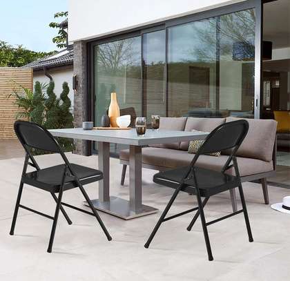 Foldable Lightweight Leather Metal Frame Office Chair image 1