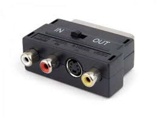Scart Male Plug to 3 RCA Female Adapter AV TV Audio image 1