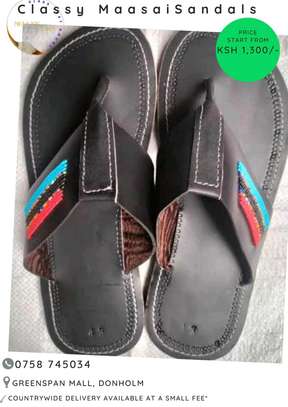 For the lovers of beaded and non beaded men leather sandals image 1