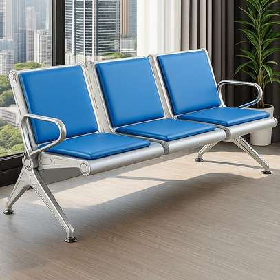 Office Bench: 3 Seater Blue Heavy Enhanced Reception Bench image 3
