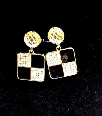 Ladies Gold Plated Square Fashion Earrings image 2