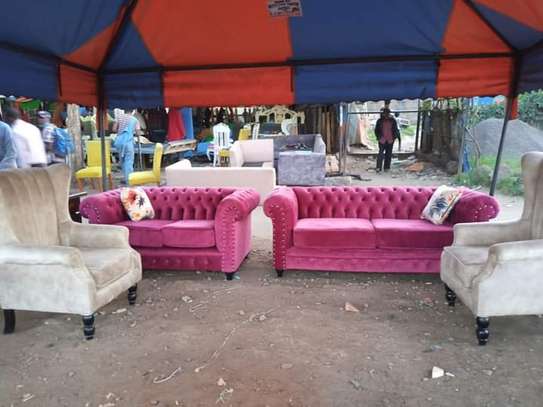 Chesterfield 7 seater sofas(with 2 wingback chairs in set) image 1