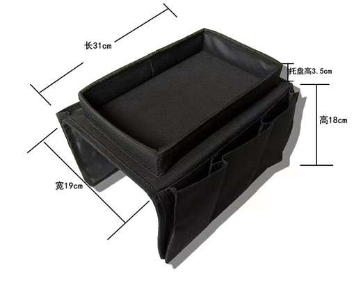 Couch arm rest organizer with top tray and pockets image 2