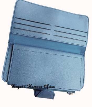 Womens Blue leather wallet with earrings combo image 2
