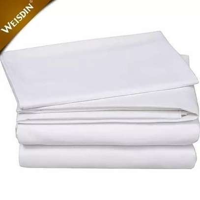 Plain white cotton bed sheets without the satin line image 3