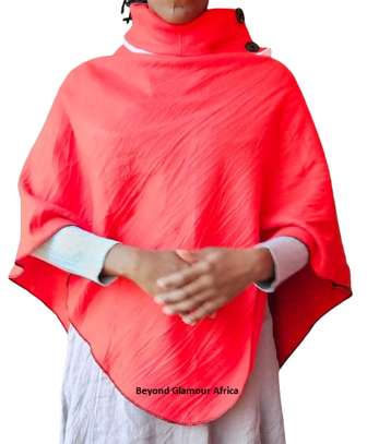 Ladies warm, cozy red stylish and classic Red poncho image 7