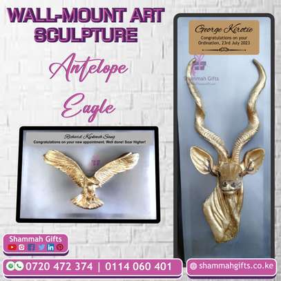 3D WALL-MOUNT ART SCULPTURE ANTELOPE, EAGLE BRANDED image 1