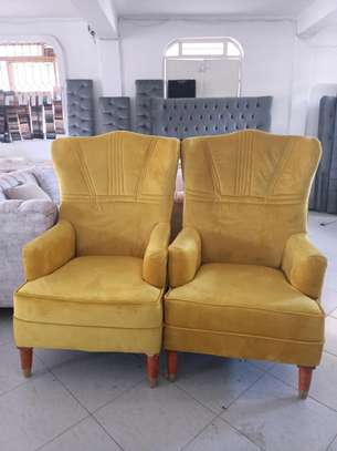 Modern yellow one seater wingback chair image 5