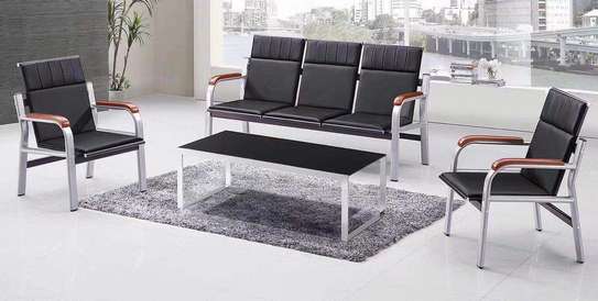 5 Seater Modern Leather Reception Living Room Sofa Set image 1