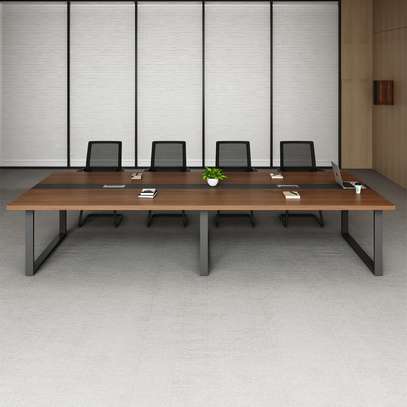12-Seat Modern Conference Table – Metal Leg Frame image 1