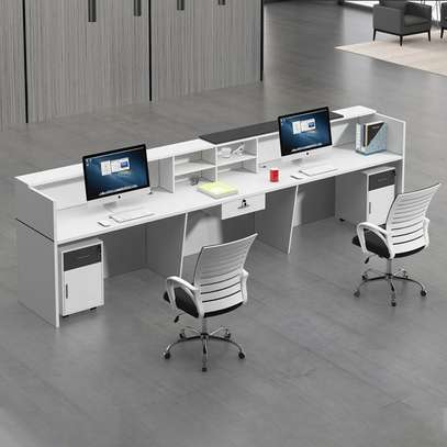 2-Person Light Luxury Reception Desk with Storage image 6
