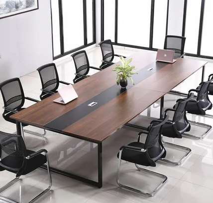 8-Person Wooden Conference Table with Metal Legs image 5