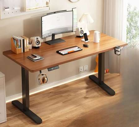 Office Table; White Adjustable Electric Office Table image 1