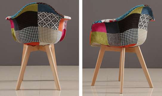 Colorful Patchwork Lounge Chair – Modern Fabric Armchair image 2