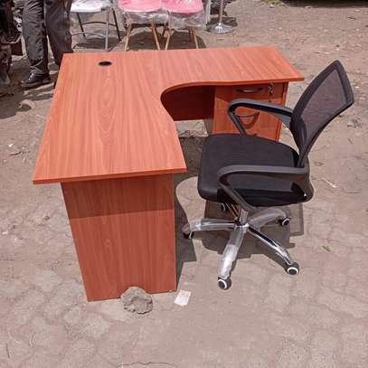 1.4M Curved Wooden Office Study Desk with Drawers image 7