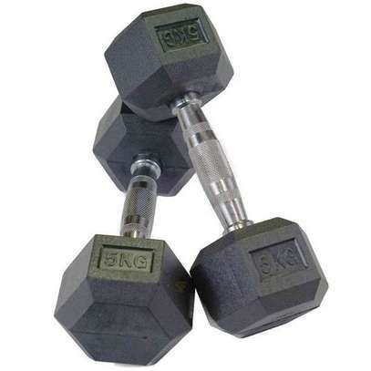 1 Pair Rubber Coated Hexagon Dumbbell image 2