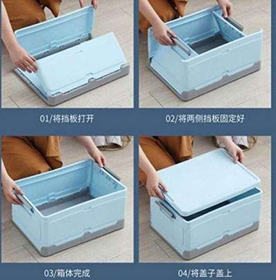 Foldable storage box  with lid home organizer -medium image 1
