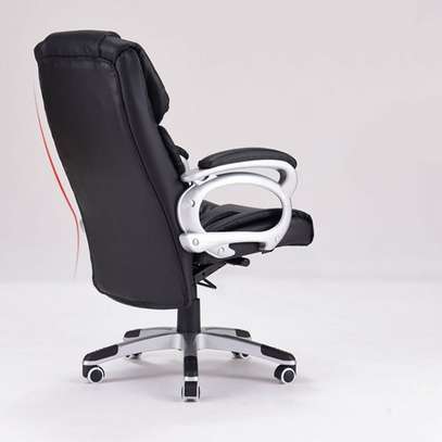Office Chair; Black Leather Ergonomic Office Desk image 3
