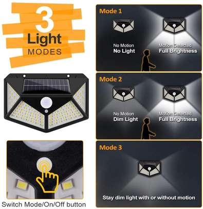 4 pack 100LED Solar Powered PIR Motion Sensor Wall Light Outdoor Garden Lamp 3 Modes image 3