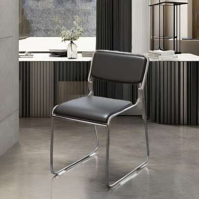 Stackable Leather Office Chairs – Chrome Metal Frame image 4