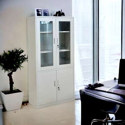 Spacious 2-Door Half Glass Metallic Cabinet image 1
