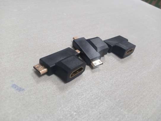 T Shape 3In1 Micro Male Mini HDMI Male To HDMI Female image 1