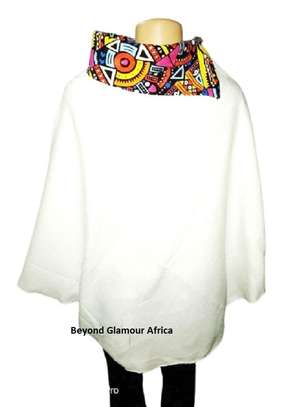 Womens Cream Cotton Poncho with earrings image 3