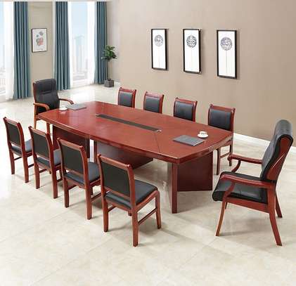 Mahogany 2.4m Curved Edge Conference Office Table image 2