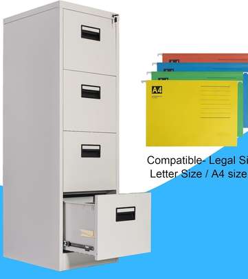 Office Cabinet:  Modern White Lockable 4-Tier Cabinet image 6