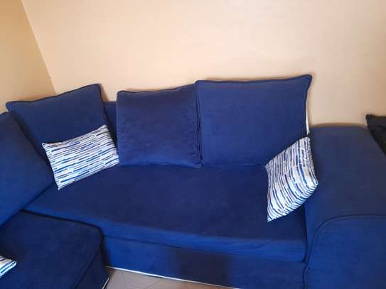 L- Shaped navy blue comfy sofa image 2