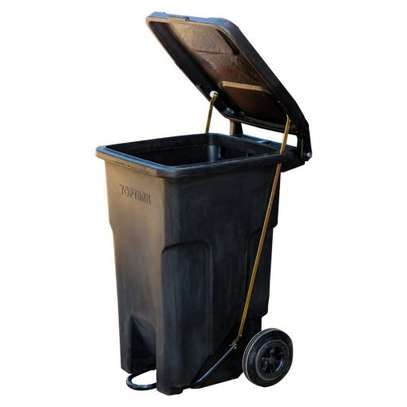 Top tank black,Yellow,Red,Blue pedal bin with wheels 100L image 1