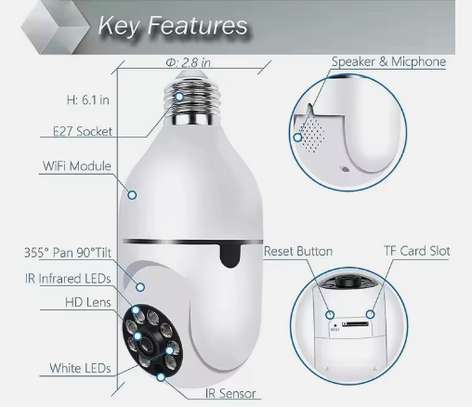 HD Wifi PTZ Night Vision Bulb Security CCTV Camera image 3