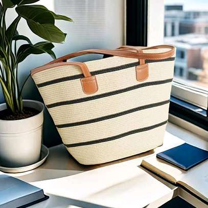 Papyrus Straw Woven Beach Bag image 6