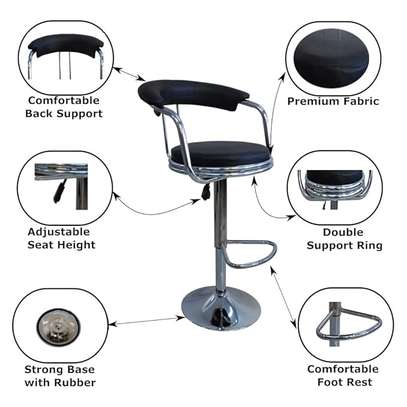Office Barstool: Black Adjustable Leather Barstool image 4