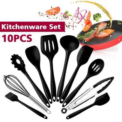 NON-STICK Silicone 10PCS Cooking Spoon Set With Firm Handle image 2