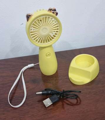 Rechargeable mini fan with stand and phone holder image 2