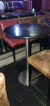 Marble top round tables metallic stands image 3