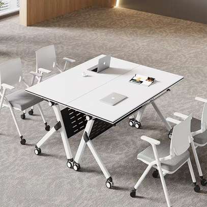 Modern Foldable Meeting Table with Wheels image 3
