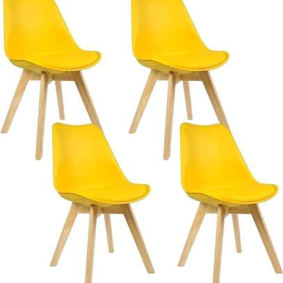 Padded Eames Chair with wooden legs image 2