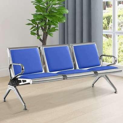 Blue PU Leather Airport Reception Waiting Chair image 1