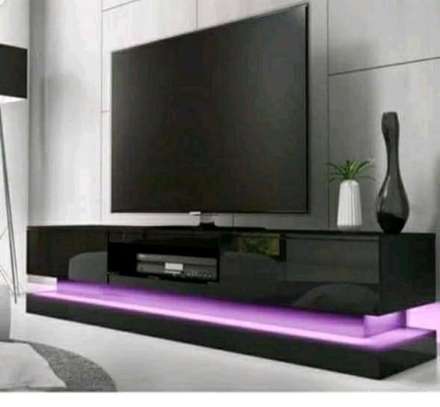 Readily available black TV Stand with LED Lighting image 1
