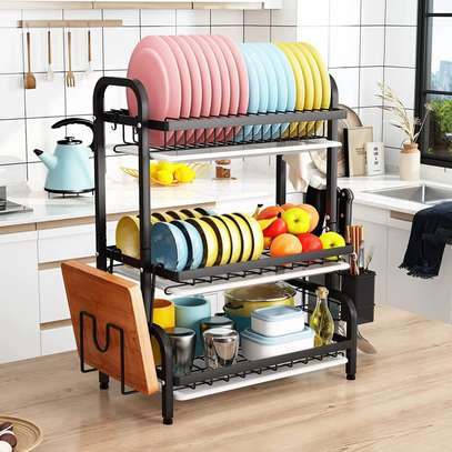 3 tier dish rack with cutlery holder image 1