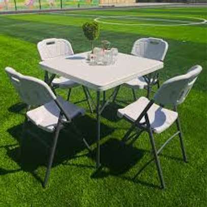 Portable and Foldable 4 Chairs and a Table Dining Set image 1
