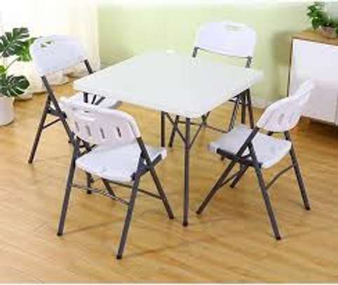 Portable and Foldable 4 Chairs and a Table Dining Set image 5