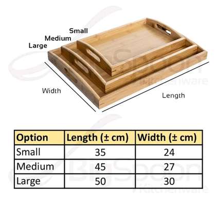 *3 Pack Bamboo Serving Tray Food Tray image 2