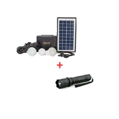 GDLITE Solar Panel, LED Lights And Phone Charging Kit Free Torch image 1